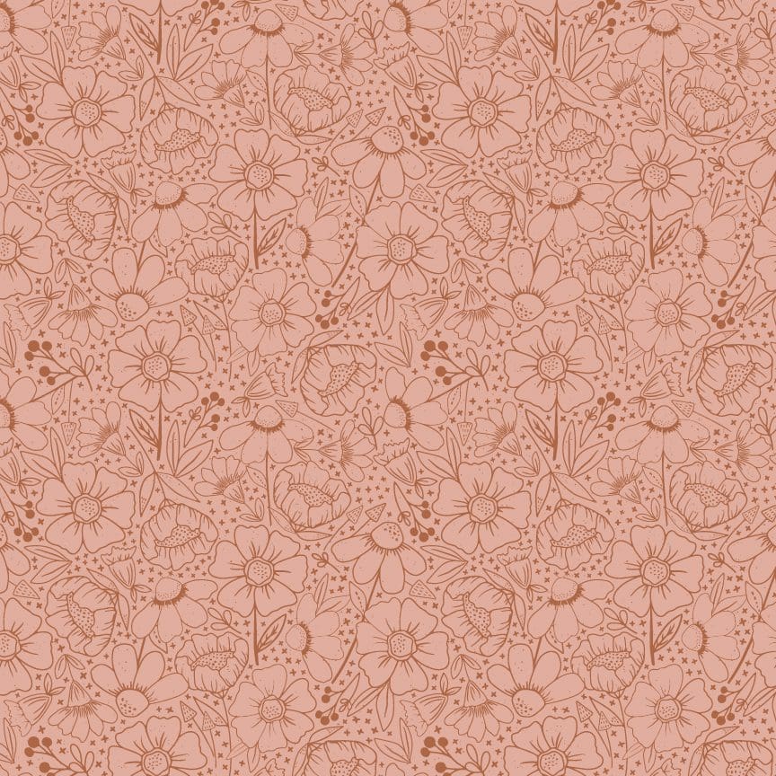 A pink floral pattern with small flowers.