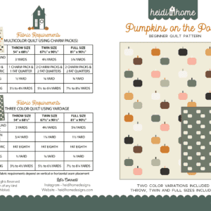 Pumpkin-themed quilt pattern cover with samples